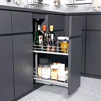 DISPENSA Junior Slim 200 мм Комплект, H640 - 728 мм, 2 полки ARENA classic, цвет титан, дно серое, Kesseböhmer