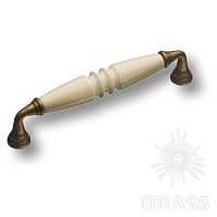 391B8 Ручка скоба керамика с металлом, цвет молочный 128 мм