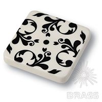 699BL Ручка кнопка квадратная модерн, дамасский узор на белом фоне