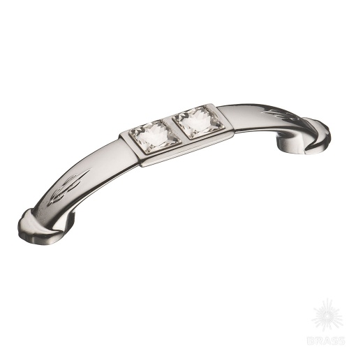 15.129.64.SWA.07 Ручка скоба с кристаллами Swarovski эксклюзивная коллекция, глянцевый хром 64 мм
