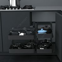 Twins Механизм Makmart Corner Pro в угловую базу 900 мм, левый, отделка орион серый