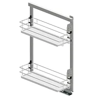 Корзина MAXIMA EVO Cargo Mini 150 мм, правая, боковое крепление, 2 полки, направляющие полного выдвижения с доводчиком, хром / белый, Rejs