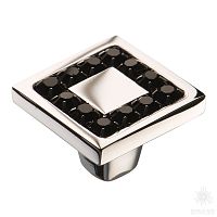 0771-005-2 BLACK Ручка кнопка с кристаллами Swarovski, глянцевый хром