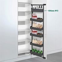 TANDEM side/ YOUBOXX 600 мм Комплект, Н1700, 5 полок ARENA pure, цвет антрацит + YOUBOXX №3, Kesseböhmer