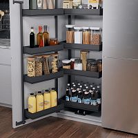 TANDEM II 500 мм Комплект, Н1100 мм, 4 + 4 полок ARENA pure, цвет антрацит, антислип, Kesseböhmer