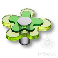 678VE Ручка кнопка детская, цветок зеленый