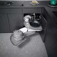 Le Mans 600 мм Комплект, H720-900 мм, 2 полки, 2 доводчика, левый, ARENA classic, цвет хром, дно серое, Kesseböhmer