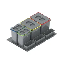 Система мусорных ведер PRAKTIKO 800 2x15л. + 2x7л. H = 300 пластмасса серая, Rejs