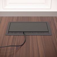 Блок розеток с крышкой Push & Pul: 2 евророзетки 220В, 2 USB-зарядки Type A+C, пустой модуль ASA Plastici VersaNet, черный (06131F00030)
