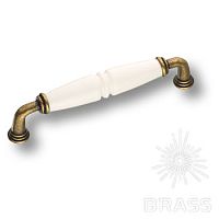 2015-040-128-000 Ручка скоба, латунь с керамикой, цвет белый 128 мм