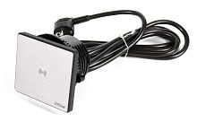 Врезная розетка c беспроводной зарядкой QI и разъемами: 1 евророзетка 220в+ USB-зарядка Type C Evoline Square80, нерж.сталь + черный (159270024800)