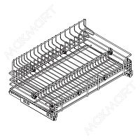 Сетка для посуды 1-уровневая в нижнюю базу 800 выдвижная, с доводчиком, отделка хром