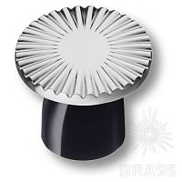 41399149MP02PL16 Ручка кнопка модерн, глянцевый хром с чёрной вставкой