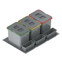 Система мусорных ведер PRAKTIKO 800 3x15л. H = 300 пластмасса серая, Rejs