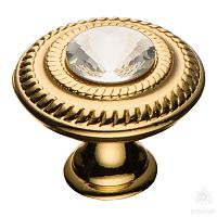 15.346.30.SWA.19 Ручка кнопка с кристаллом, глянцевое золото 24K