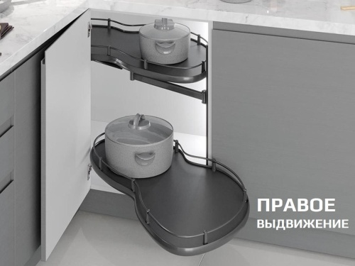 S-3104-А  Выдвижной механизм Soft Corner, Starax поворотный, шир. 400 (800х400х600) правый, антрацит