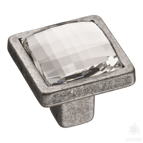 15.320.00.SWA.16 Ручка кнопка с кристаллом Swarovski эксклюзивная коллекция, античное серебро