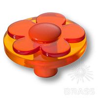 679NA Ручка кнопка детская, цветок оранжевый