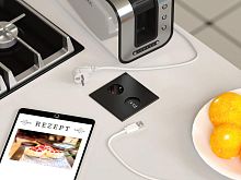 Блок с 1 электрической розеткой и 2 USB-зарядками Type A + Type C HPF Duplex-Q, черный матовый (H-301252)