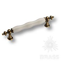 1670-40-128-000 Ручка скоба керамика с металлом, белый/старая бронза 128 мм