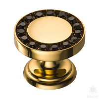 0776-003 BLACK Ручка кнопка с кристаллами Swarovski, глянцевое золото