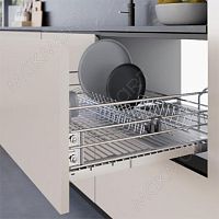 Сетка для посуды 1-уровневая в нижнюю базу 450 выдвижная, с доводчиком, отделка хром