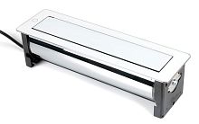Поворотный блок розеток: 3 евророзетки 220В, USB-зарядки Type A+C ASA Plastici VersaTurn 3.0, белое стекло, нержавеющая сталь (06024F00032)