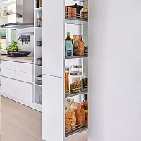 DISPENSA 90°, 450 мм Комплект Полного Выдвижения, H1200 - 1600 мм, 4 полки ARENA classic, цвет титан, дно серое, Kesseböhmer