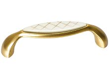 Ручка-скоба 96мм, отделка бронза античная французская + вставка