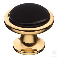 3008-69-BLACK Ручка кнопка керамика с металлом, чёрный/глянцевое золото