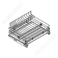 Сетка для посуды 1-уровневая в нижнюю базу 600 выдвижная, с доводчиком, отделка хром