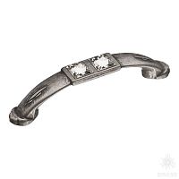 15.129.64.SWA.16 Ручка скоба с кристаллами Swarovski эксклюзивная коллекция, античное серебро 64 мм