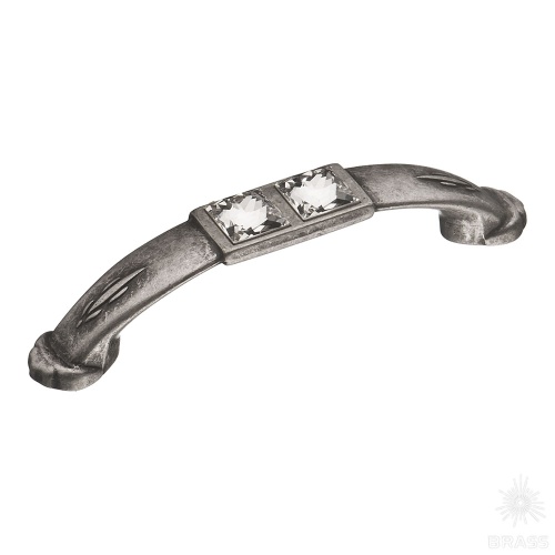 15.129.64.SWA.16 Ручка скоба с кристаллами Swarovski эксклюзивная коллекция, античное серебро 64 мм