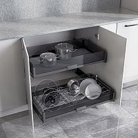 10030144 Комплект из 2-х корзин MATRIX, с держателем и без, распашной фасад 900 мм, антрацит