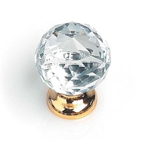 Ручка-кнопка 22012.00.44S стекло (гранка), золото, D30, Metakor