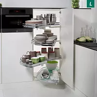 Le Mans 500 мм Комплект, H1265 мм, 4 полки, 4 доводчика, левый, ARENA classic, цвет титан, дно серое, Kesseböhmer