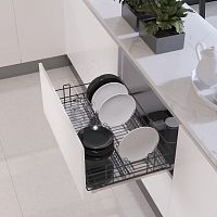 Сетка для посуды в нижнюю базу 800 выдвижная с доводчиком, отделка орион серый