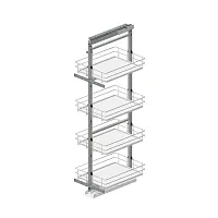 Пенал MAXIMA EVO Cargo Midi 300 мм, крепление верх- низ, H1200-1400 мм, рама + 4 полки, БЕЗ направляющих, металл хром / пластик белый, Rejs