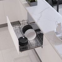 Сетка для посуды в нижнюю базу 900 выдвижная с доводчиком, отделка орион серый