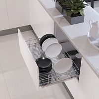 Сетка для посуды в нижнюю базу 800 выдвижная с доводчиком, отделка хром