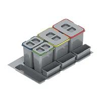 Система мусорных ведер PRAKTIKO 900 2x15л. + 2x7л. H = 300 пластмасса серая, Rejs