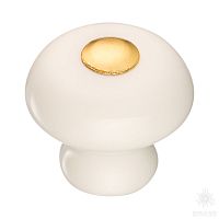 3030-69-000 (60) Ручка кнопка керамика с металлом, белый/глянцевое золото