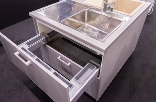 Система организации в П-образный ящик, шкаф 900 Tecnoinox Kit Sottovasca, серый (850041)