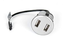 Встраиваемая USB зарядка 2х1А Alumove Light USB-Carger, серебро (арт. 303090-S-MP)