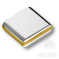 429025MP02PL08 Ручка кнопка модерн, глянцевый хром с желтой вставкой