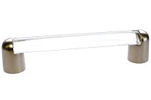 Ручка-скоба 160мм, отделка никель матовый + транспарент прозрачный