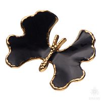 KELEBEK SMALL-69-BLACK PEARL Ручка кнопка современная классика, чёрный/глянцевое золото