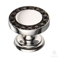 0776-520 BLACK (005) Ручка кнопка с кристаллами Swarovski, глянцевый хром