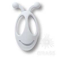 439032ST01 Ручка кнопка детская, рожица насекомого белая