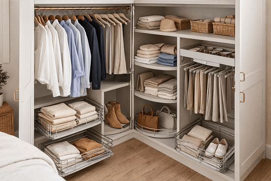 Не пропусти ни сантиметра: гид по системам хранения для угловых шкафов